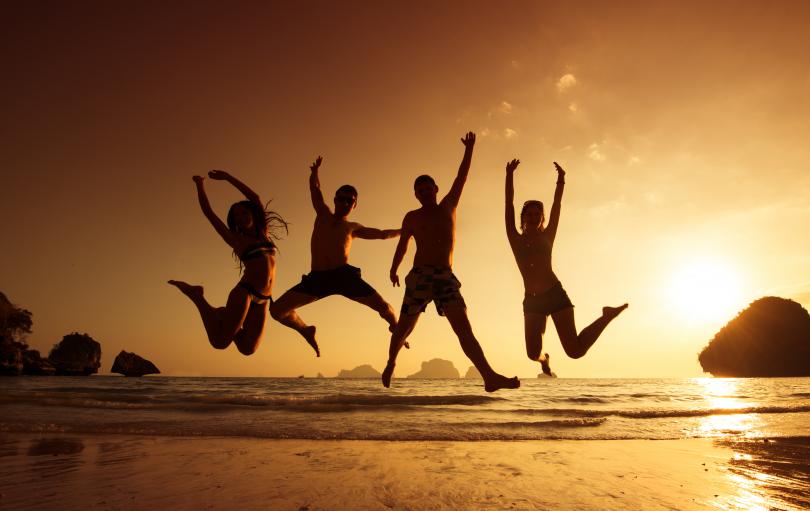 Group having fun at a beach in Southern Thailand